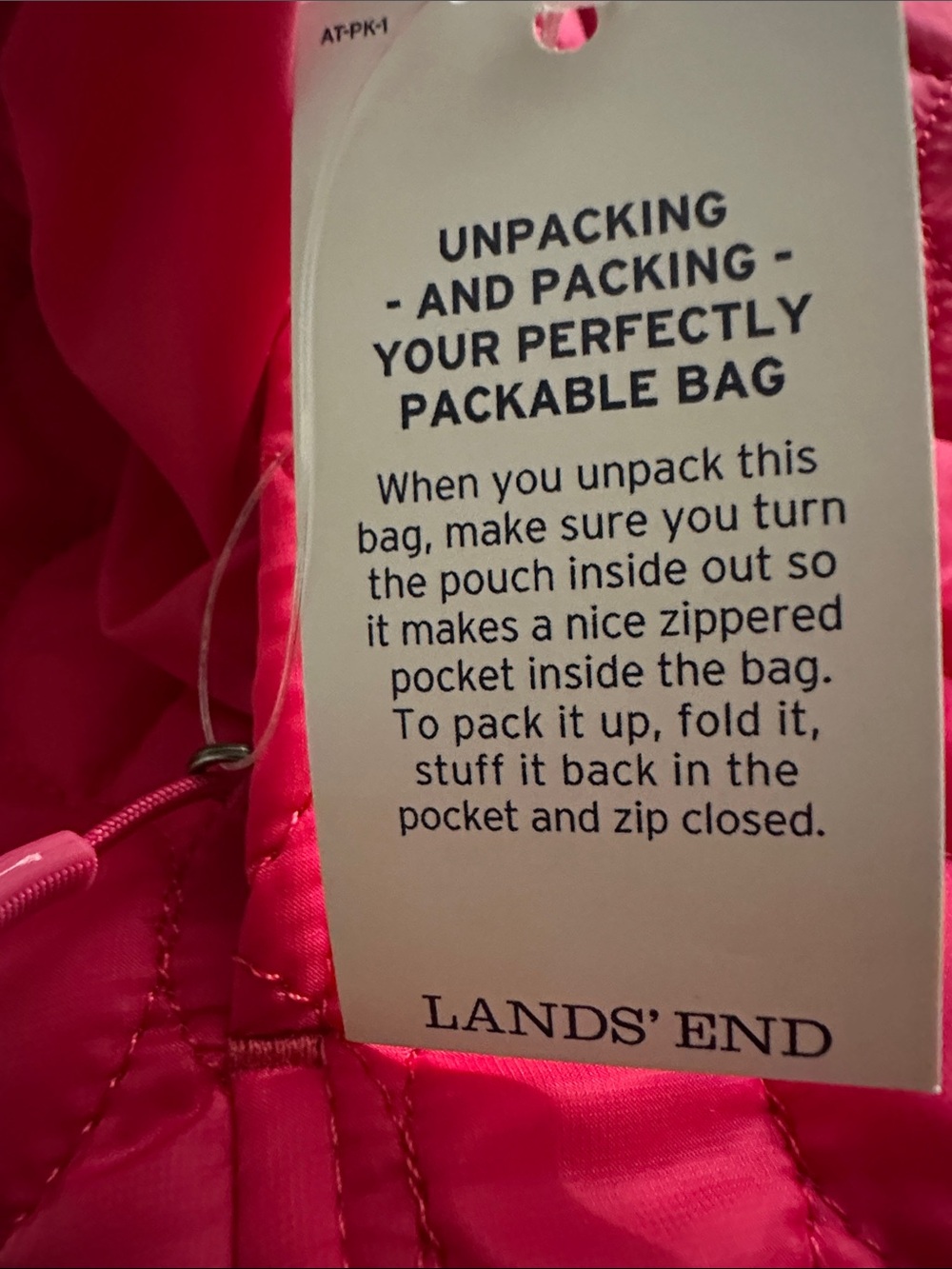 Lands' End Quilted Packable Jacket in Bright Pink - Picture 4 of 4